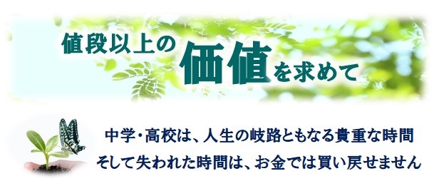 つばさ英語塾　レッスン料について　値段以上の価値を求めて…中学・高校は人生の岐路ともなる貴重な時間…そして失われた時間は、お金では買い戻せません